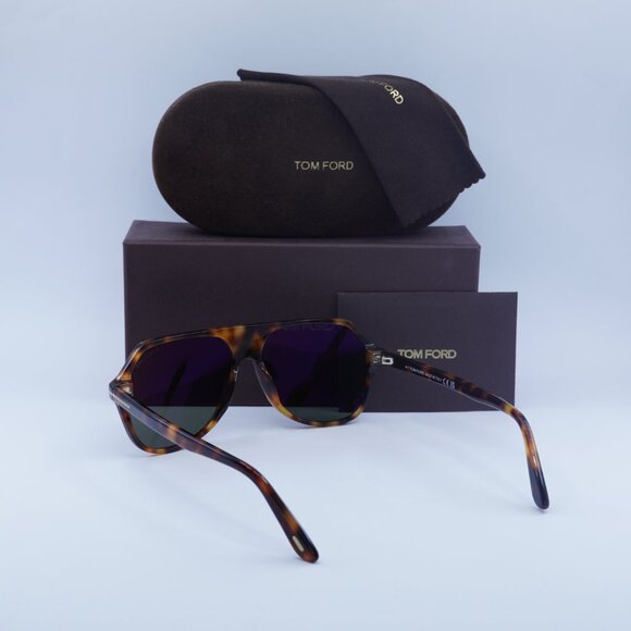 Tom Ford Hayes FT0934 53N Sunglasses Havana Aviator Frame, Green Lenses - Picture 10 of 10